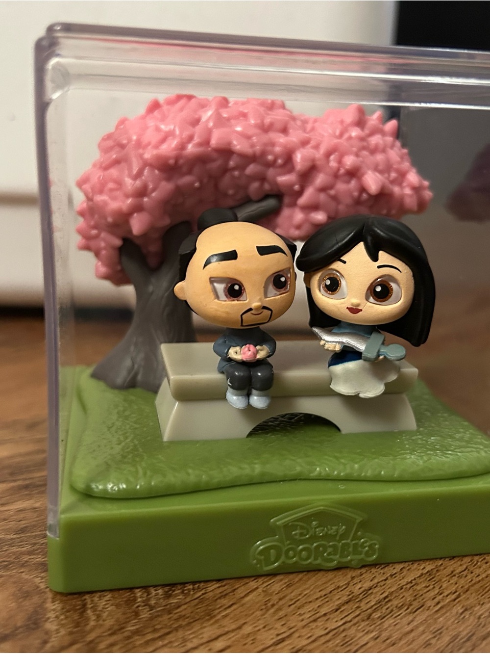 Disney Pink Cherry Blossom Bench Mini Figurine Set